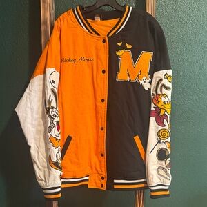 Women's Puffer Jacket - Black, Orange, and White